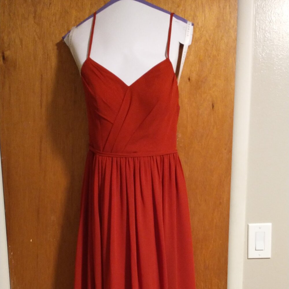 Azazie Davis Chiffon dress size 6 Rust